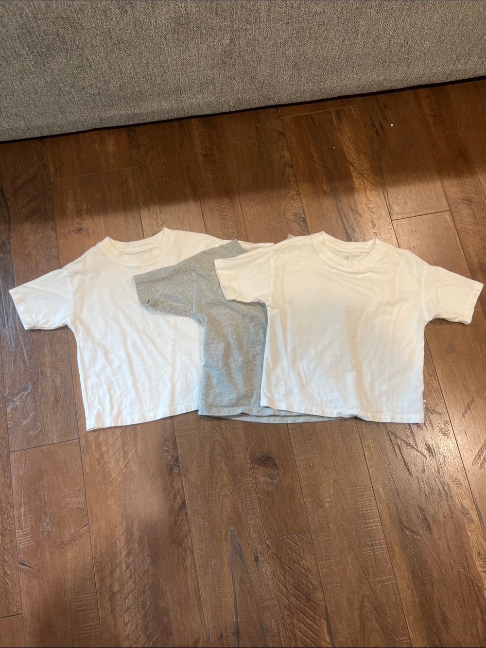 GAP Kids Short Sleeve 3 Pack - White & Heather Gray - 100% Cotton - XS (4-5)